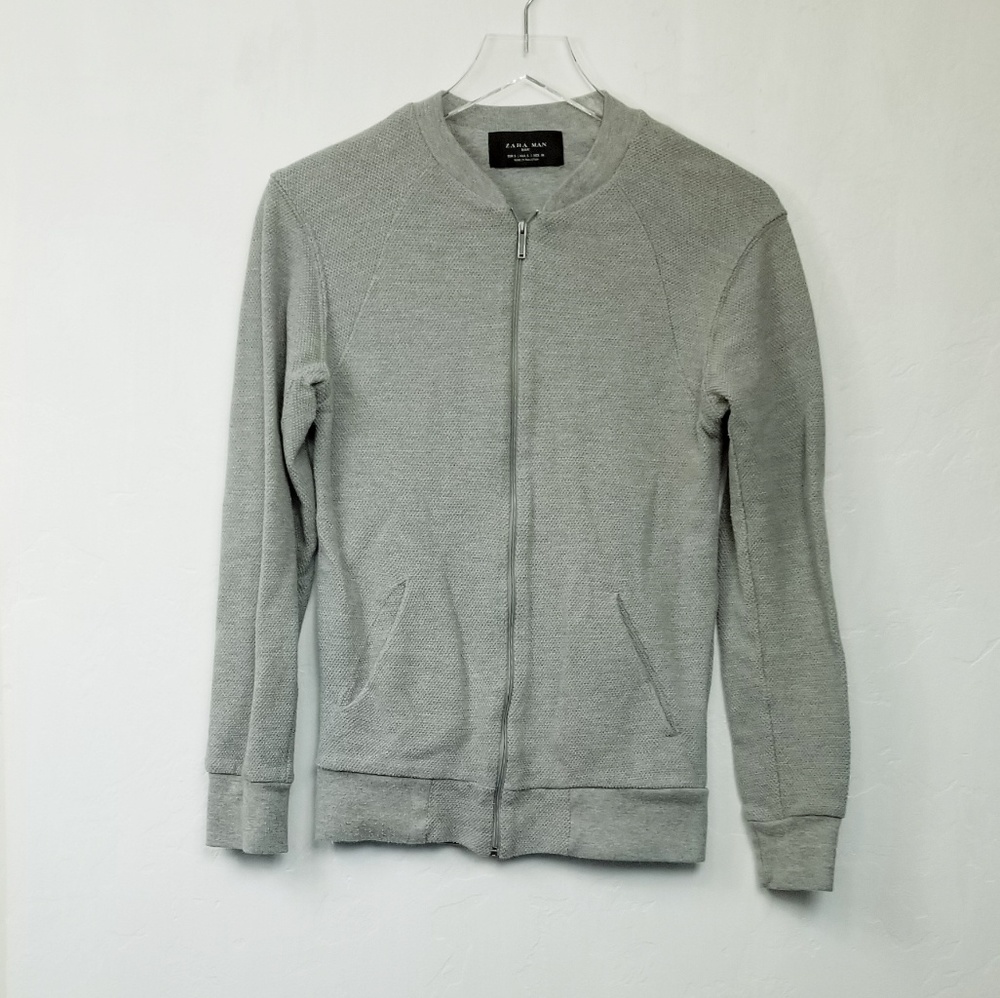 Zara Man Textured Grey Zip Up Jacket